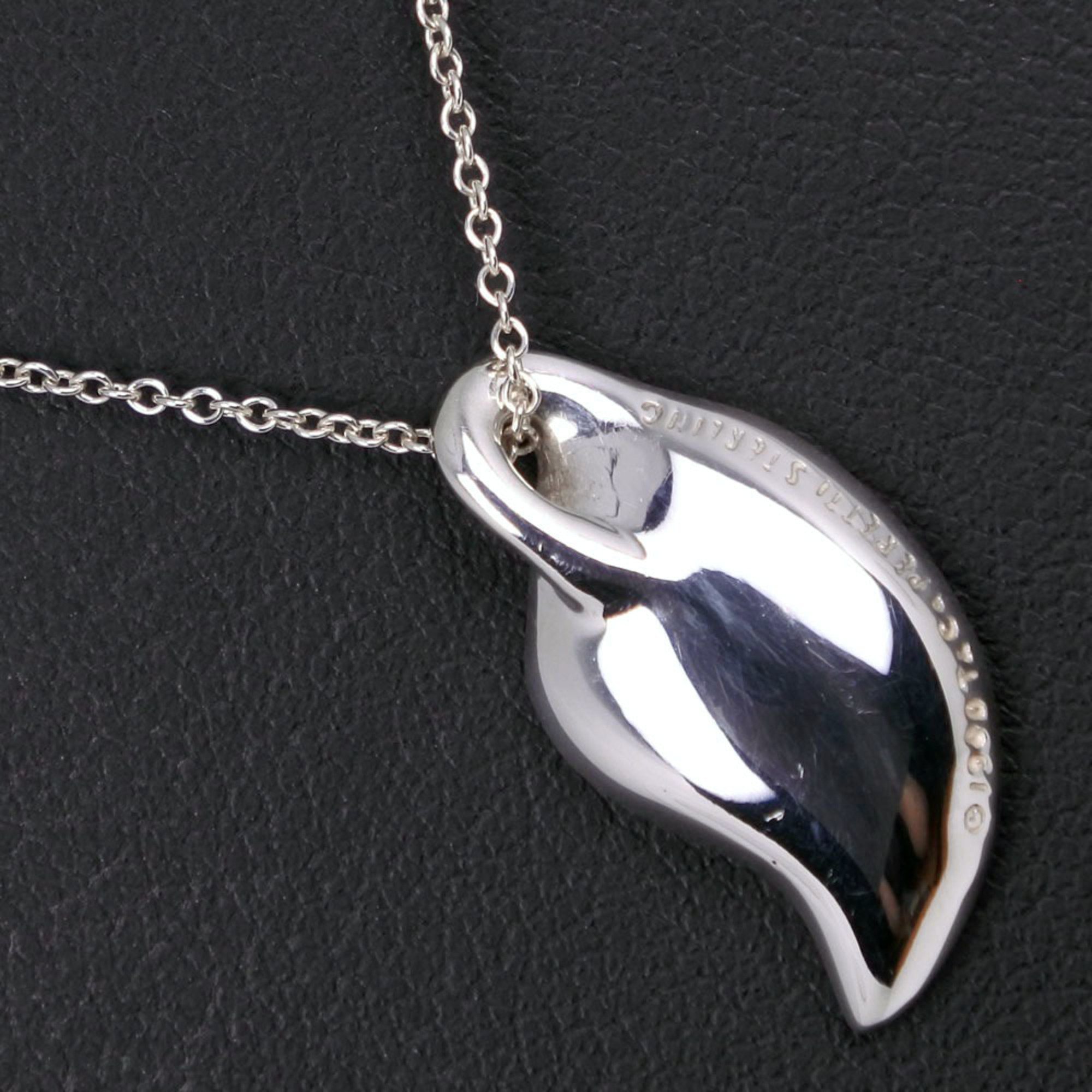 Tiffany&Co. Leaf Necklace Elsa Peretti Silver 925 Ladies